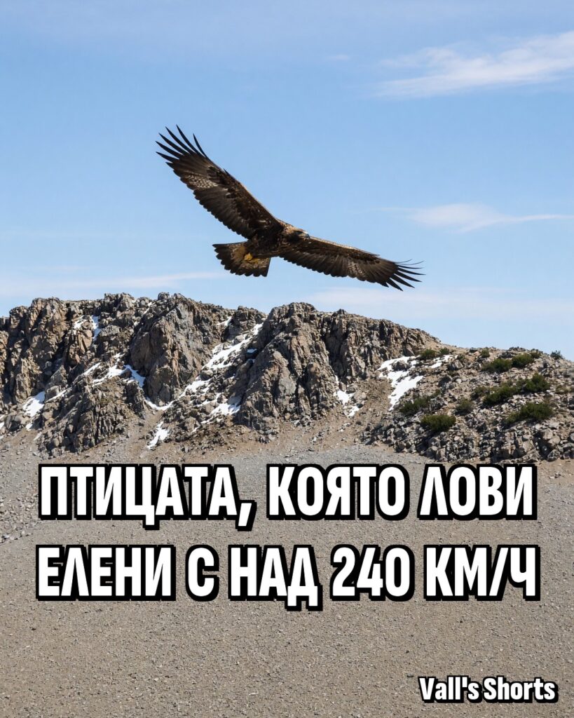 Скален орел с разперени криле лети над скалист планински хребет със сняг – илюстрация