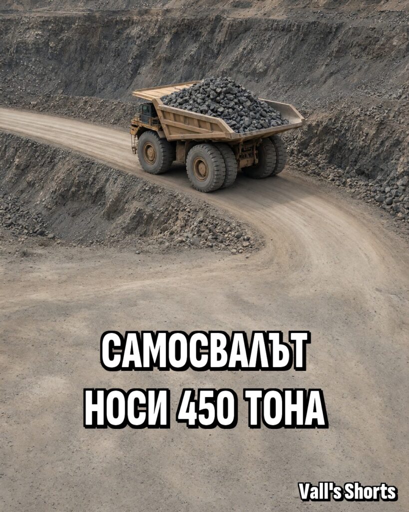 Самосвалът носи 450 тона
