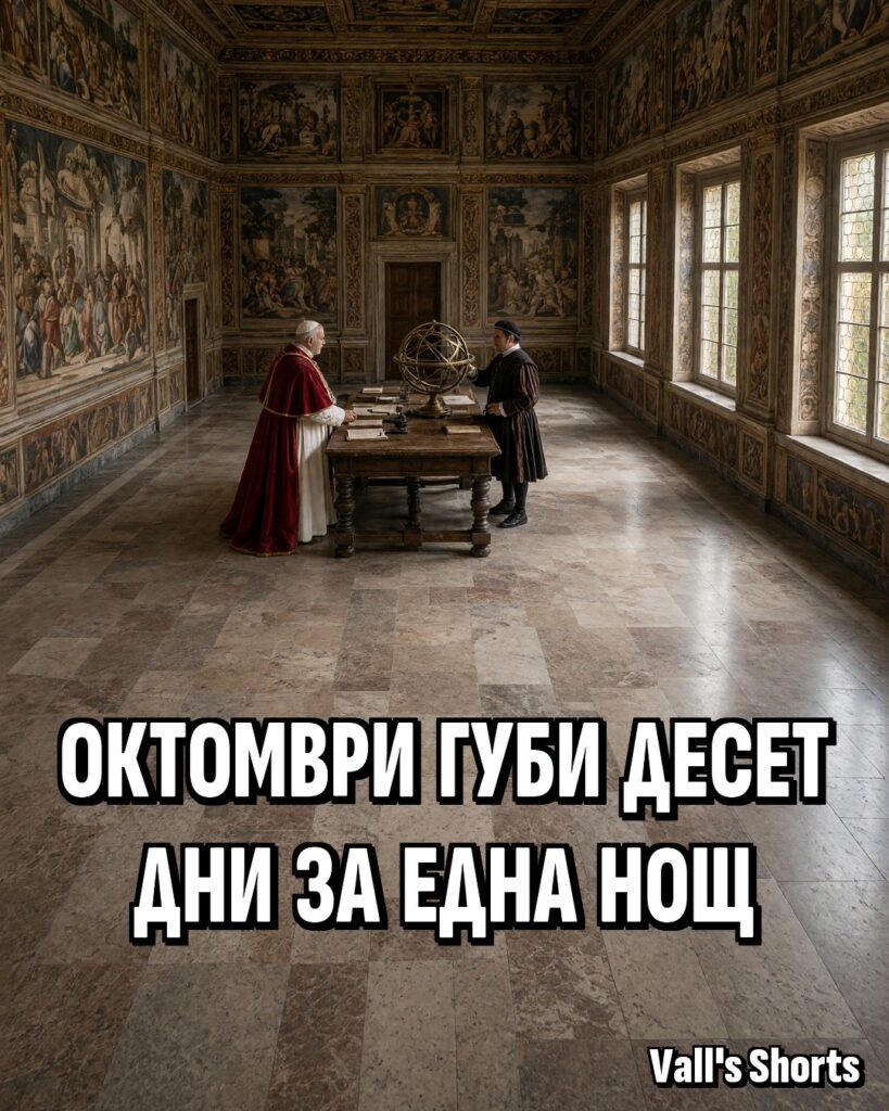 Папа и учен до армиларна сфера в ренесансова зала – илюстрация към календарната реформа от 1582 г.